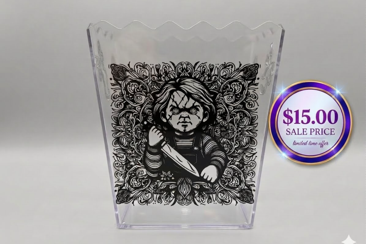 A clear snack box '$15.00 SALE PRICE' 